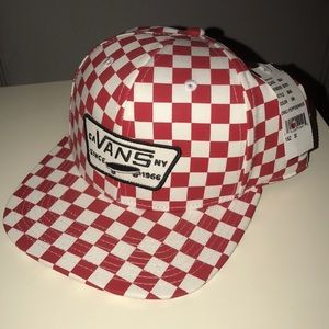 Red checkered vans hat